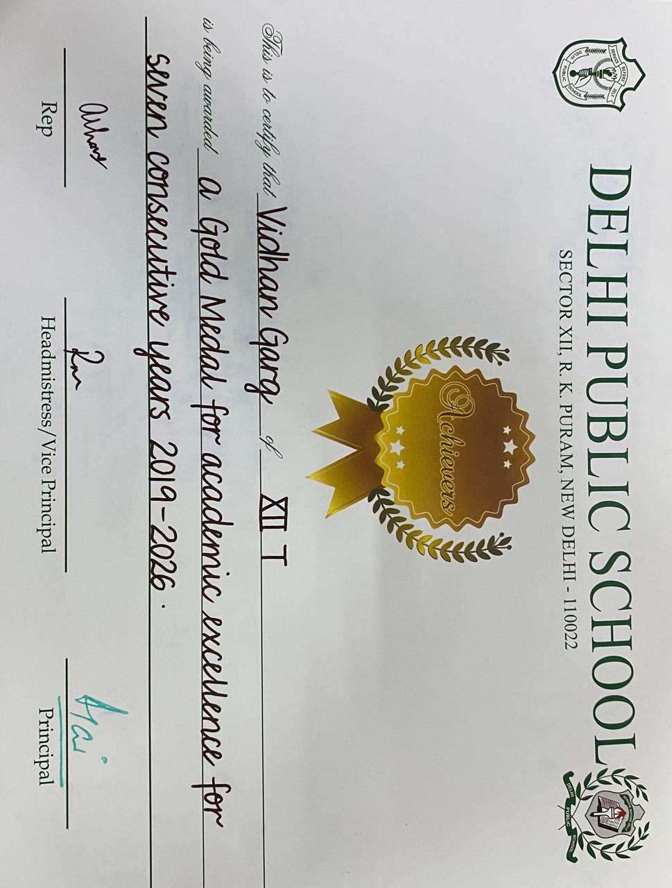Gold Medal — academic excellence, 2019–2026