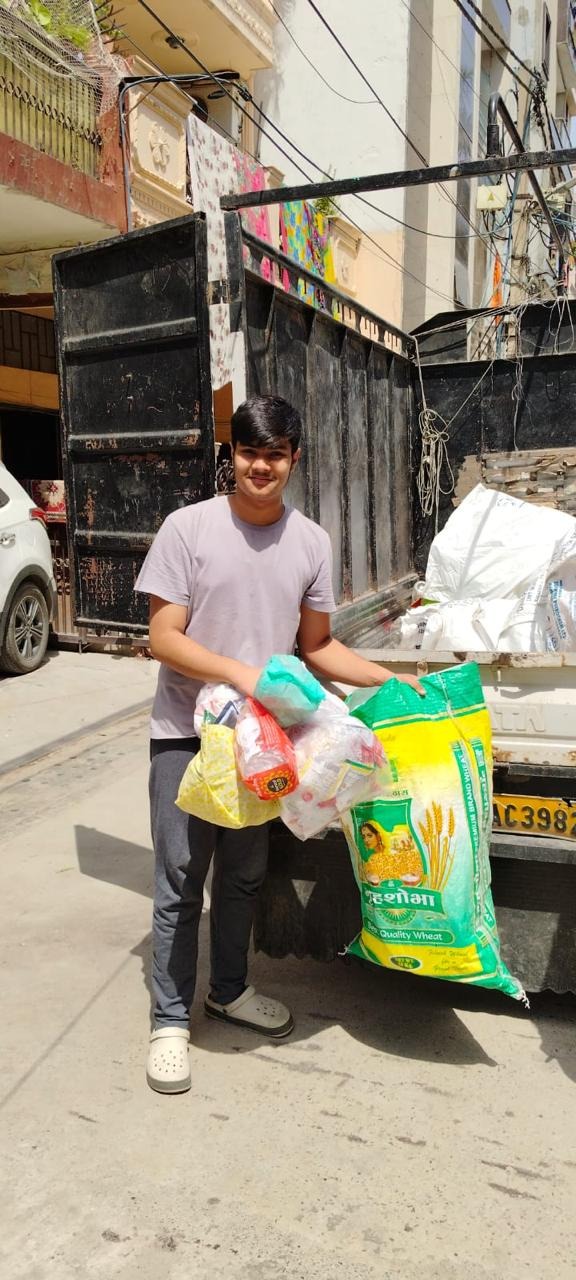 Community recycling drive with collected materials